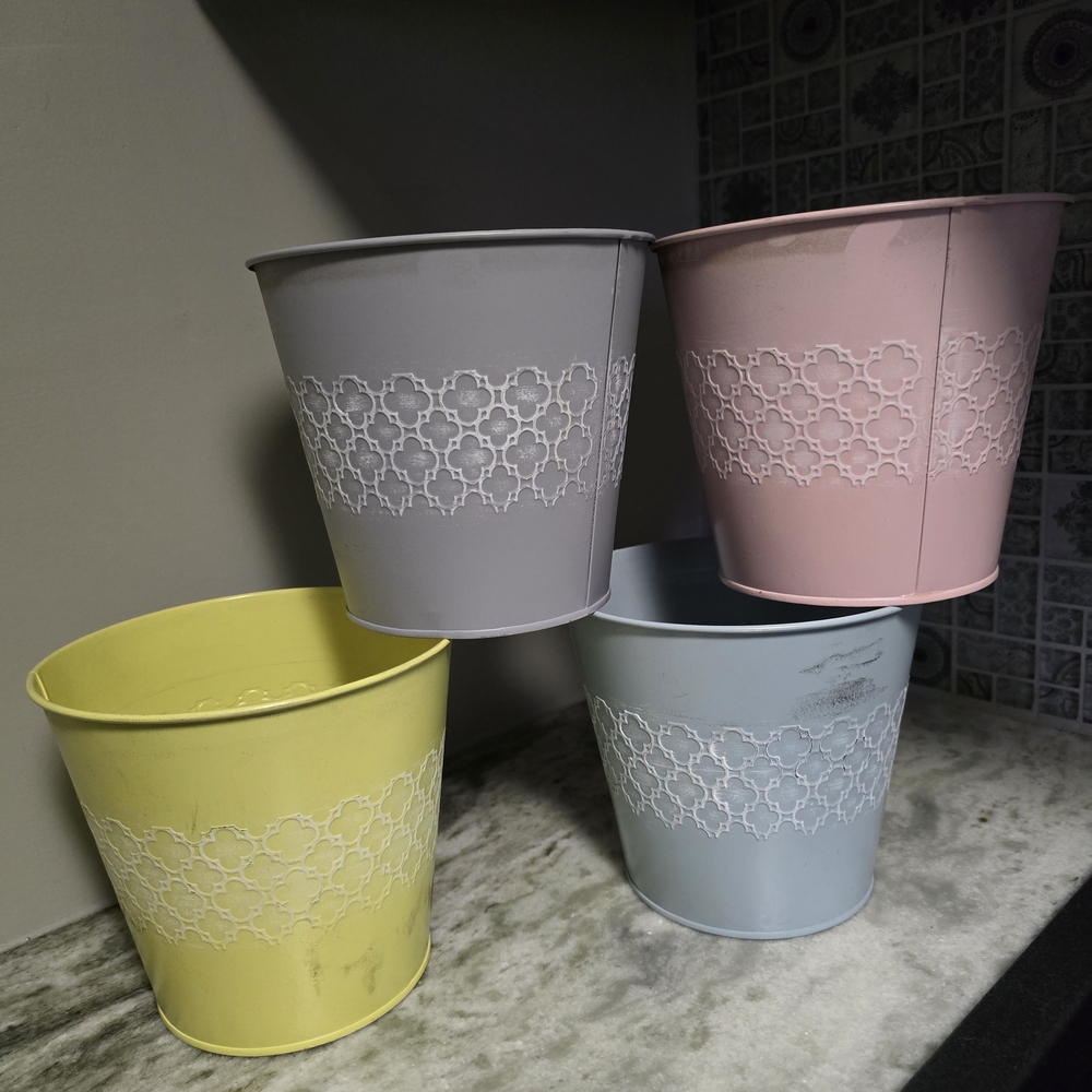 Pastel Decorative Metal Buckets Set